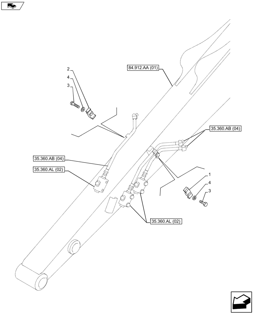 Схема запчастей Case CX80C - (35.360.AB[08]) - VAR - 461863 - HAMMER LINE (35) - HYDRAULIC SYSTEMS