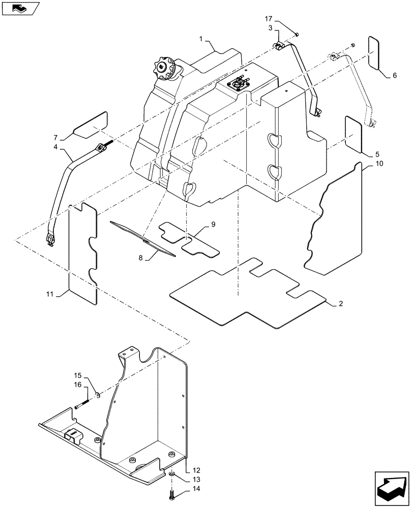 Схема запчастей Case 850M LT - (35.300.AQ[01]) - FUEL TANK (35) - HYDRAULIC SYSTEMS