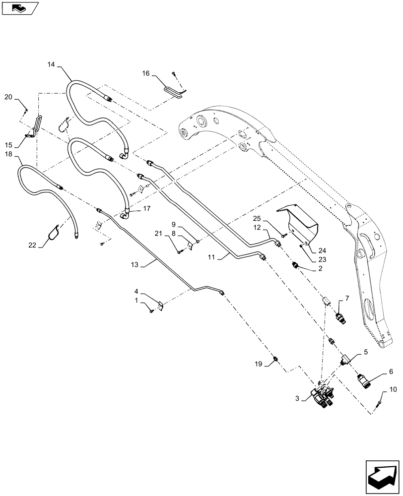 Схема запчастей Case SV185 - (35.525.AA[04]) - AUXILIARY BOOM ARM PLUMBING, HIGH FLOW (35) - HYDRAULIC SYSTEMS