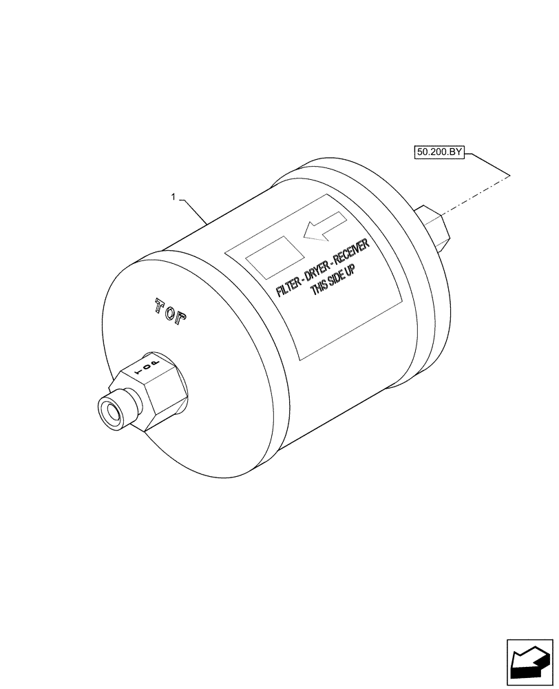 Схема запчастей Case TR270 - (50.200.AV) - RECEIVER-DRYER (50) - CAB CLIMATE CONTROL