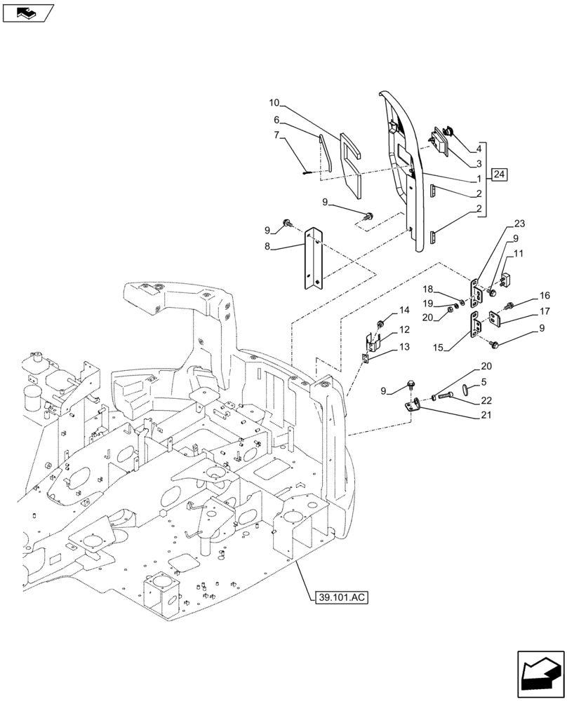 Схема запчастей Case CX80C - (90.102.AH[01]) - ENGINE, INSPECTION DOOR (90) - PLATFORM, CAB, BODYWORK AND DECALS