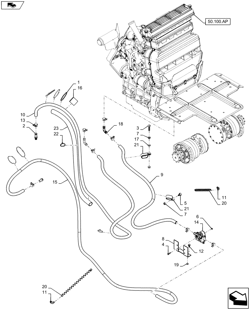 Схема запчастей Case SR130 - (50.100.AC[02]) - HEATING SYSTEM LINES (50) - CAB CLIMATE CONTROL