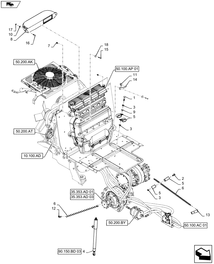 Схема запчастей Case SR175 - (50.100.AP[03]) - HVAC MEDIUM FRAME NR (50) - CAB CLIMATE CONTROL