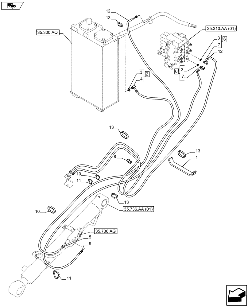 Схема запчастей Case CX80C - (35.310.AJ[04]) - VAR - 481064,461559 - CONTROL VALVE LINE (35) - HYDRAULIC SYSTEMS