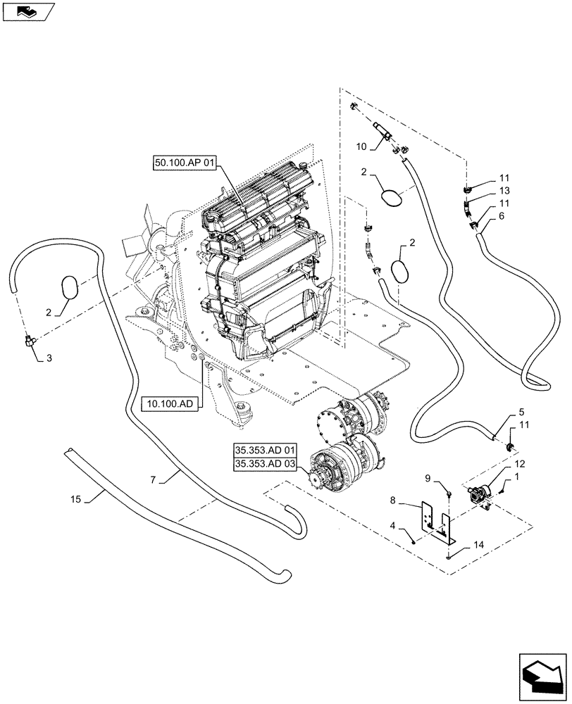 Схема запчастей Case SR175 - (50.100.AC[01]) - HEATER PLUMBING (50) - CAB CLIMATE CONTROL