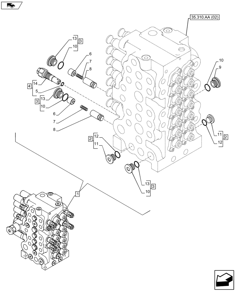 Схема запчастей Case CX80C - (35.310.AA[08]) - CONTROL VALVE (35) - HYDRAULIC SYSTEMS