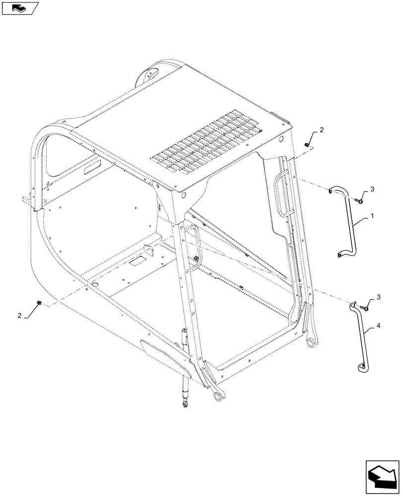 Схема запчастей Case SR130 - (90.118.AX) - CAB GRAB RAIL (90) - PLATFORM, CAB, BODYWORK AND DECALS