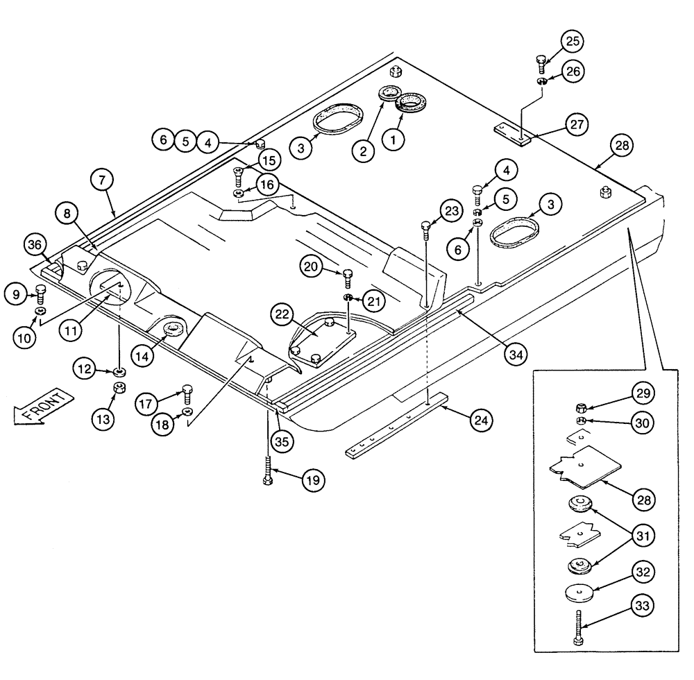 Схема запчастей Case 9060 - (9-40) - CAB FLOOR AND MOUNTING (09) - CHASSIS/ATTACHMENTS