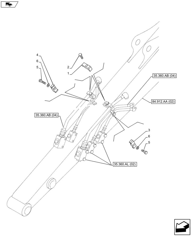 Схема запчастей Case CX80C - (35.360.AB[09]) - VAR - 461865, 461868, 461561 - HAMMER LINE (35) - HYDRAULIC SYSTEMS