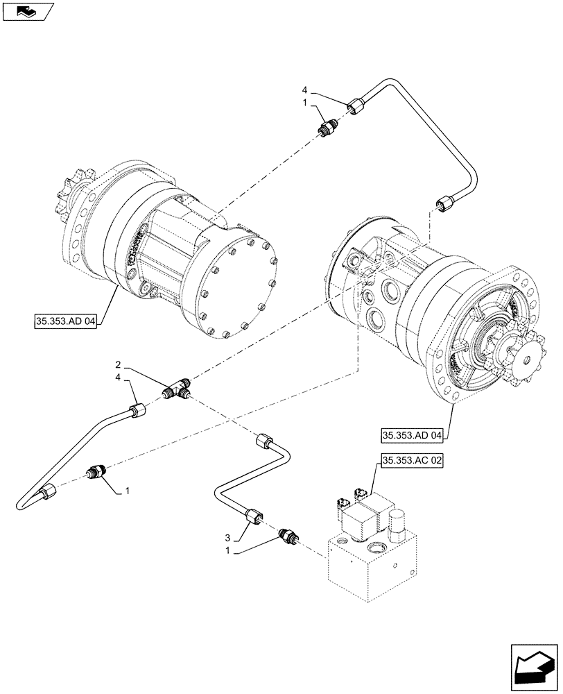 Схема запчастей Case SR175 - (35.353.AD[05]) - 2 SPEED LINES (35) - HYDRAULIC SYSTEMS