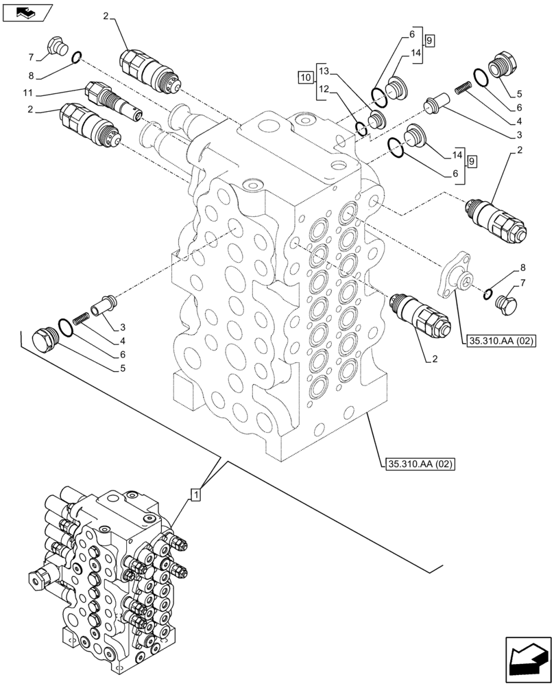 Схема запчастей Case CX80C - (35.310.AA[04]) - CONTROL VALVE (35) - HYDRAULIC SYSTEMS