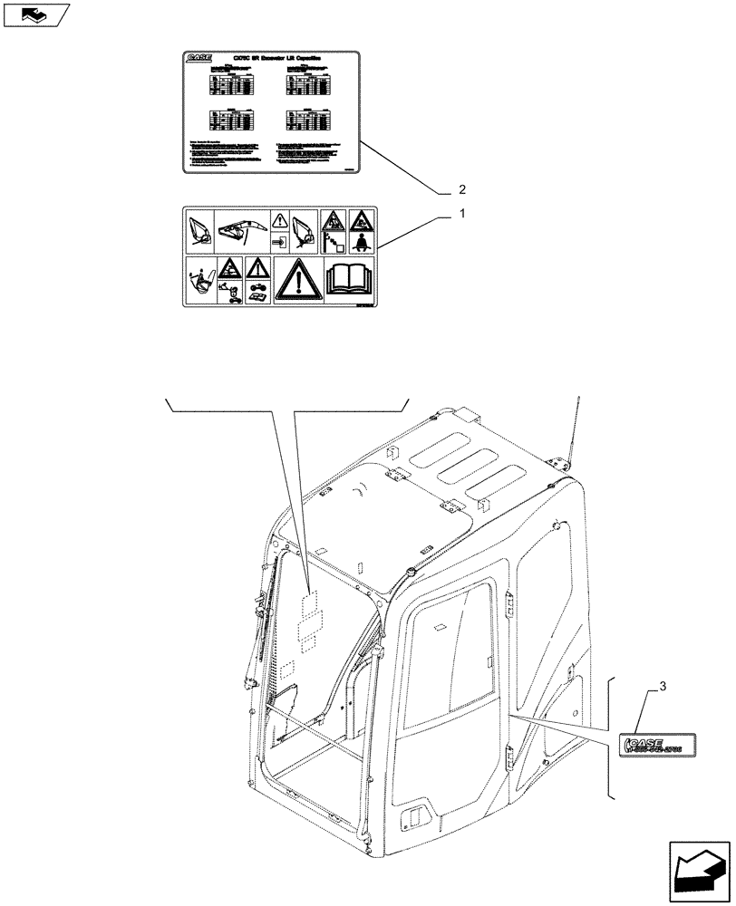 Схема запчастей Case CX75C SR - (90.108.AC[08]) - SAFETY SIGNS OR INFORMATIONAL DECALS (90) - PLATFORM, CAB, BODYWORK AND DECALS