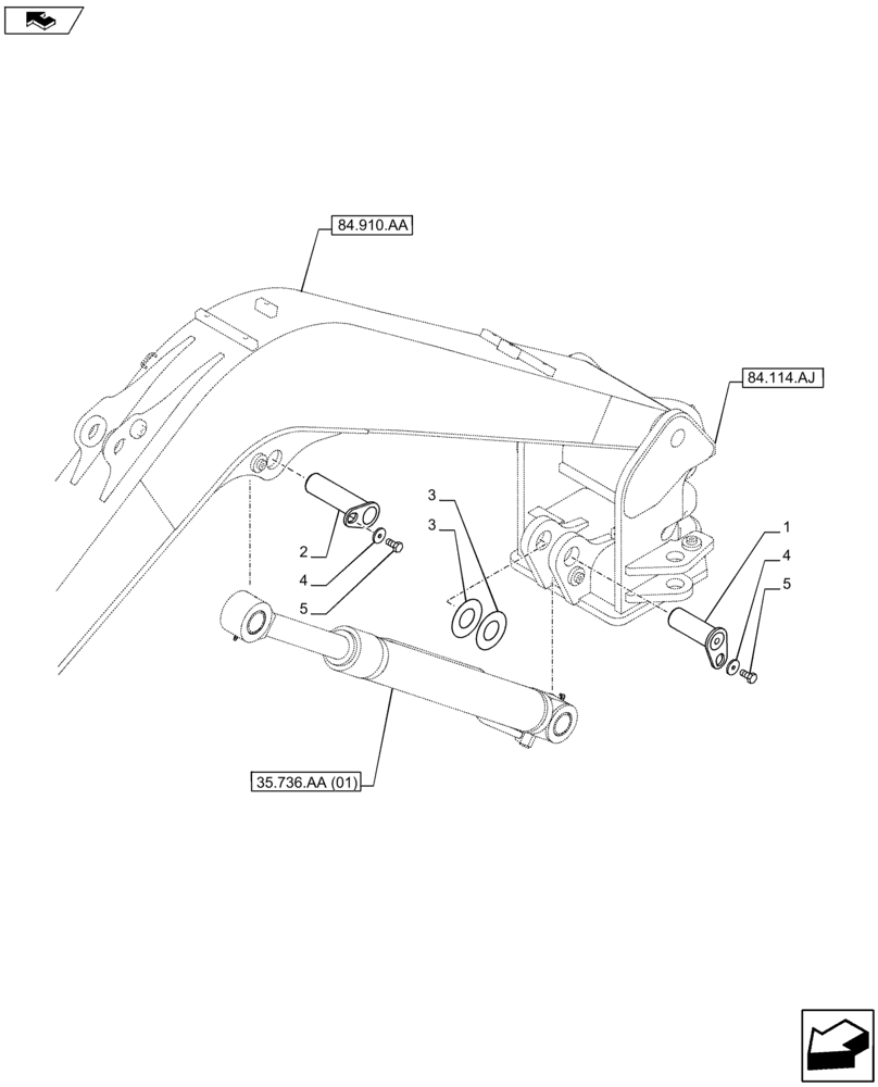 Схема запчастей Case CX80C - (84.910.AC[02]) - VAR - 481858 - PIN, BOOM CYLINDER (84) - BOOMS, DIPPERS & BUCKETS