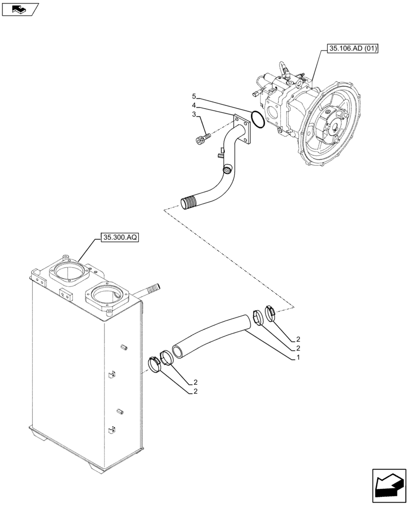 Схема запчастей Case CX80C - (35.106.AO[05]) - PUMP OIL LINE (35) - HYDRAULIC SYSTEMS