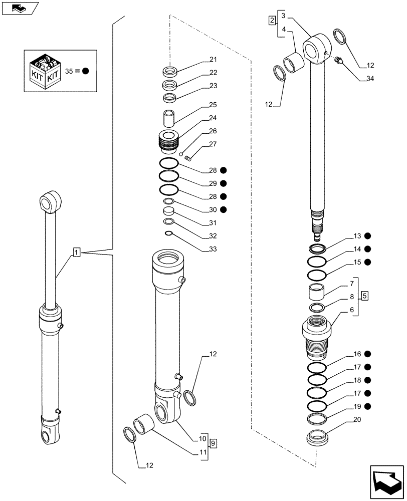 Схема запчастей Case CX80C - (35.737.AA[02]) - VAR - 481064 - DIPPER/ARM CYLINDER (35) - HYDRAULIC SYSTEMS