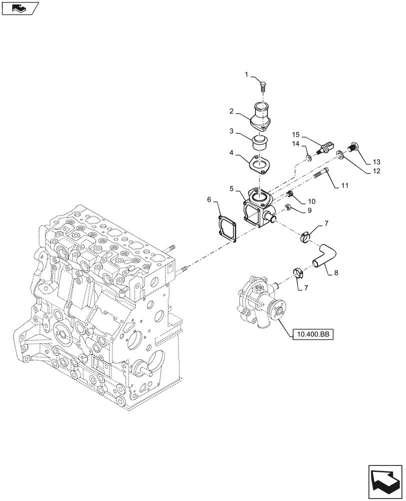 Схема запчастей Case SR160 - (10.400.BC) - THERMOSTAT (10) - ENGINE