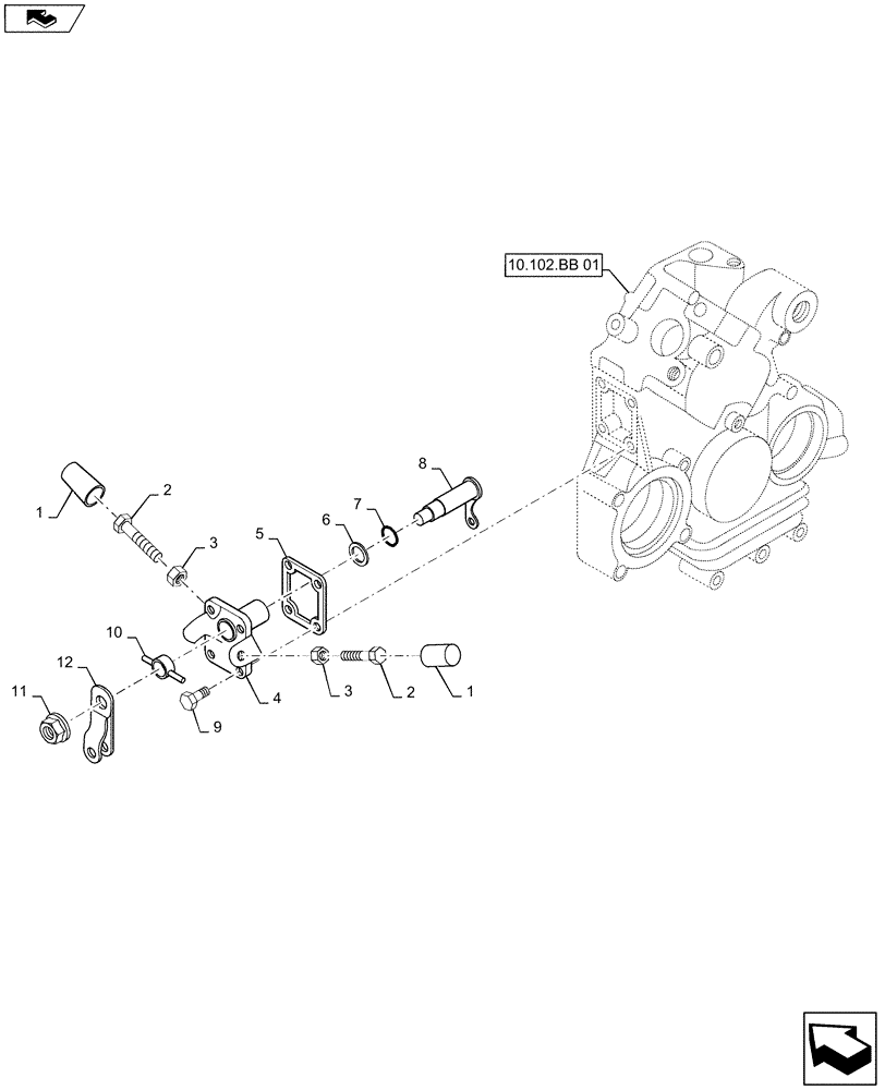 Схема запчастей Case SR160 - (10.102.BB[02]) - SPEED LEVER COVER (10) - ENGINE