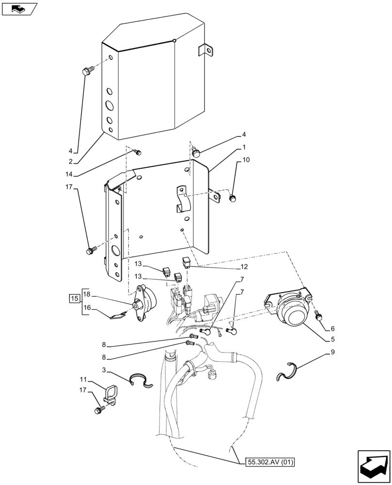 Схема запчастей Case CX80C - (55.302.AI) - BATTERY (55) - ELECTRICAL SYSTEMS