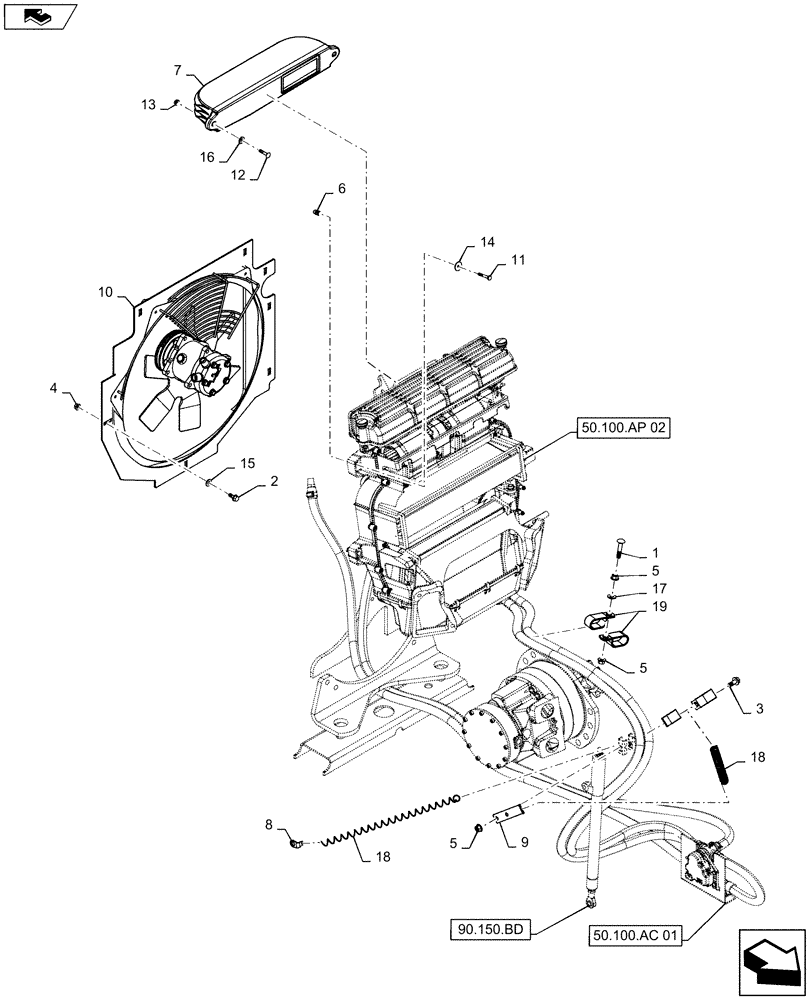 Схема запчастей Case SR220 - (50.100.AC[02]) - HEATING SYSTEM, LARGE FRAME (50) - CAB CLIMATE CONTROL