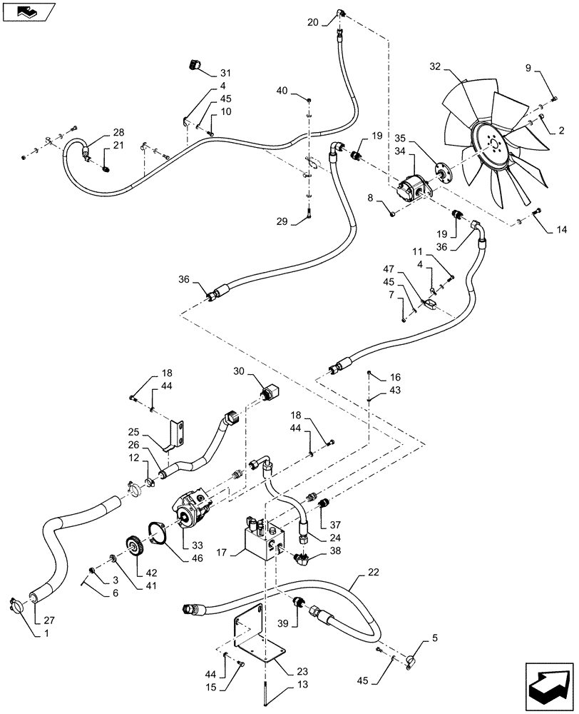 Схема запчастей Case 2050M LT - (10.414.AC[01]) - FAN (10) - ENGINE