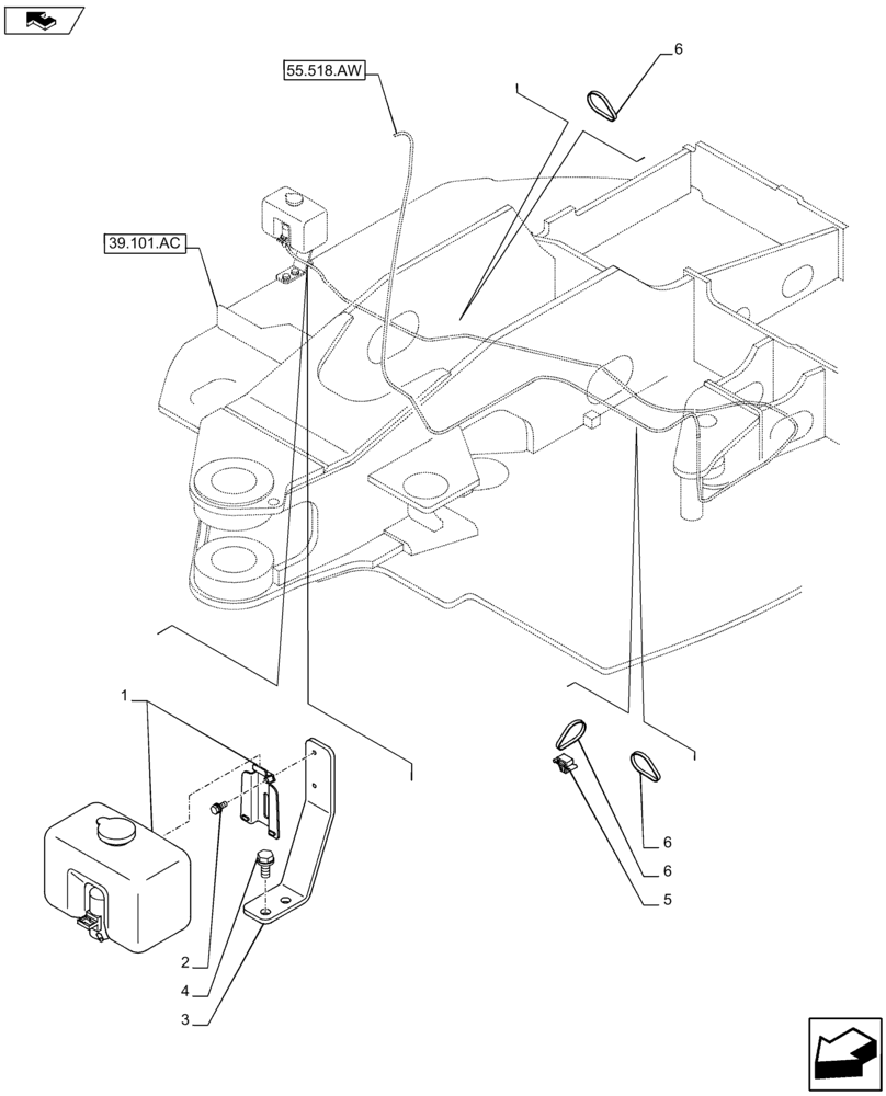 Схема запчастей Case CX80C - (55.518.AT) - WINDSHIELD WASHER FLUID SENSOR (55) - ELECTRICAL SYSTEMS