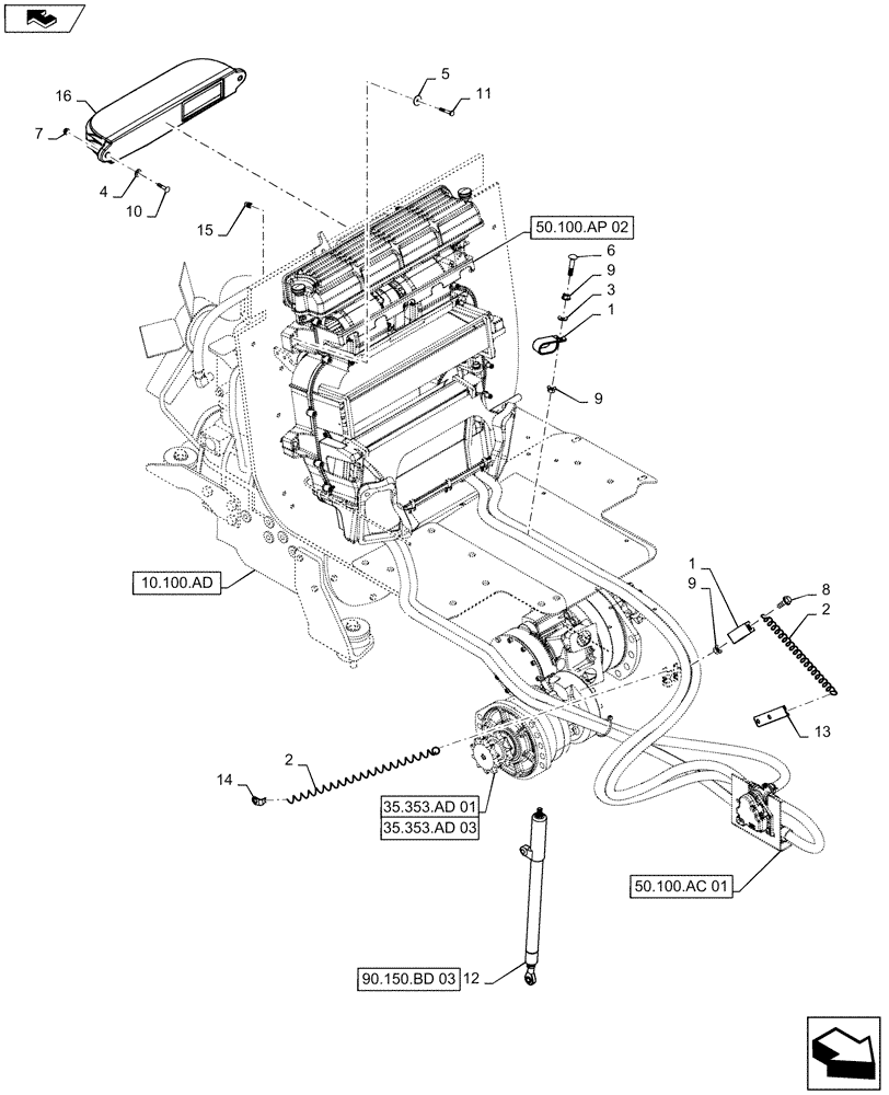 Схема запчастей Case SR175 - (50.100.AC[02]) - HEATING SYSTEM, MEDIUM FRAME (50) - CAB CLIMATE CONTROL