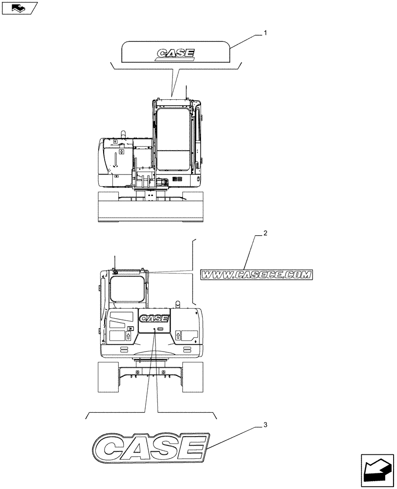 Схема запчастей Case CX80C - (90.108.AB[02]) - MODEL/BRAND DECAL (90) - PLATFORM, CAB, BODYWORK AND DECALS