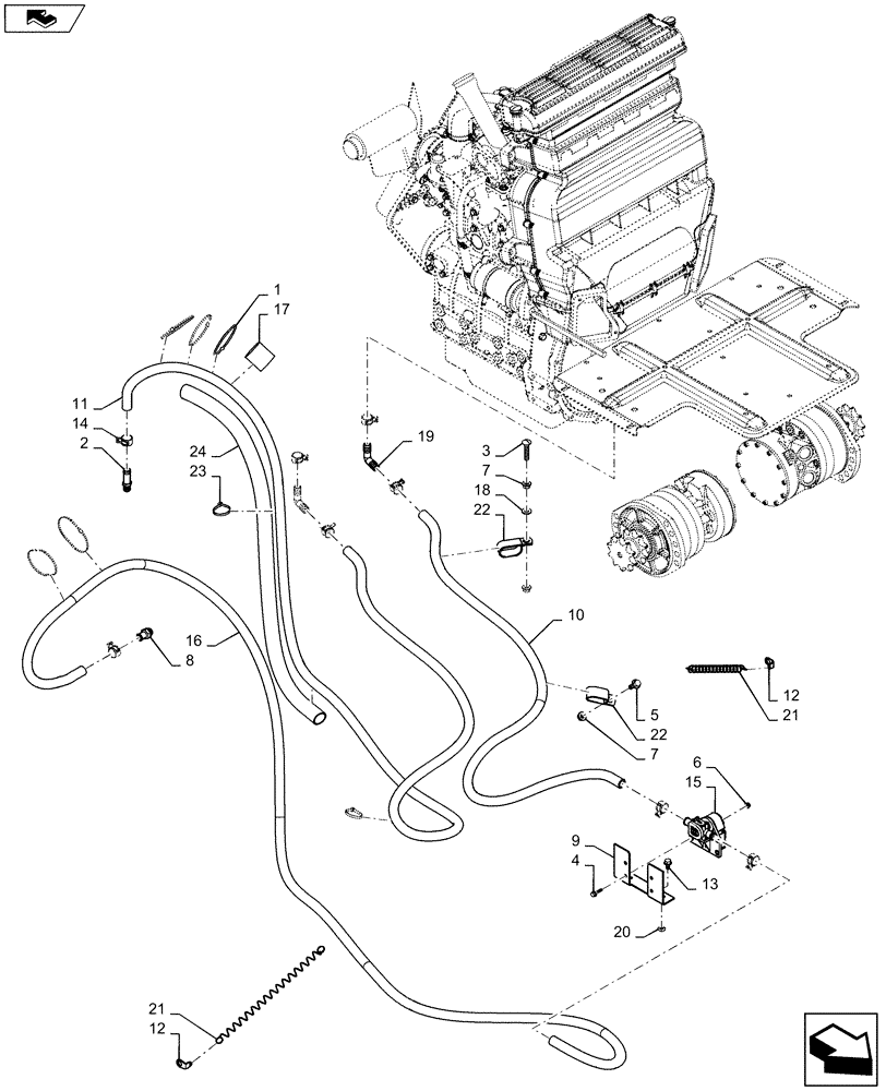 Схема запчастей Case SR130 - (50.100.AC[02]) - HEATING SYSTEM LINES (50) - CAB CLIMATE CONTROL