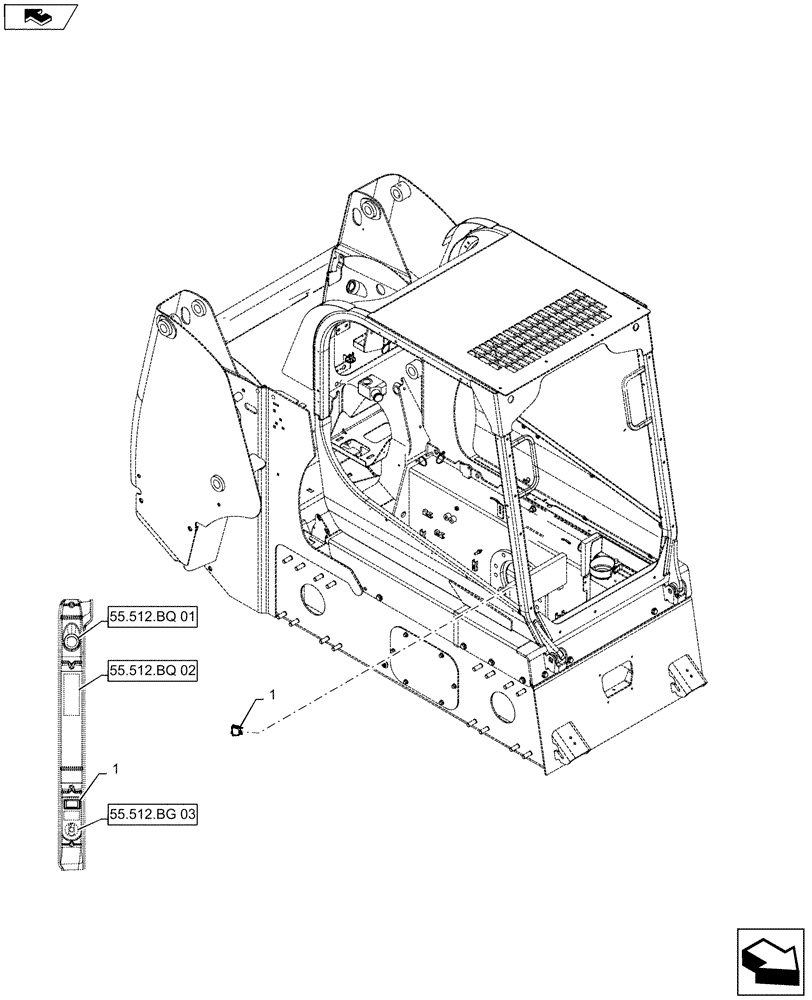 Схема запчастей Case SR175 - (55.512.BG[04]) - A-POST CONSOLE, RH BLANKS (55) - ELECTRICAL SYSTEMS