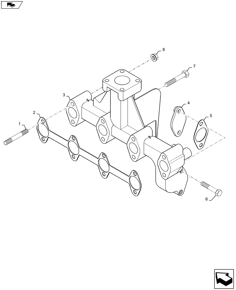 Схема запчастей Case SR130 - (10.254.AC) - EXHAUST MANIFOLD (10) - ENGINE