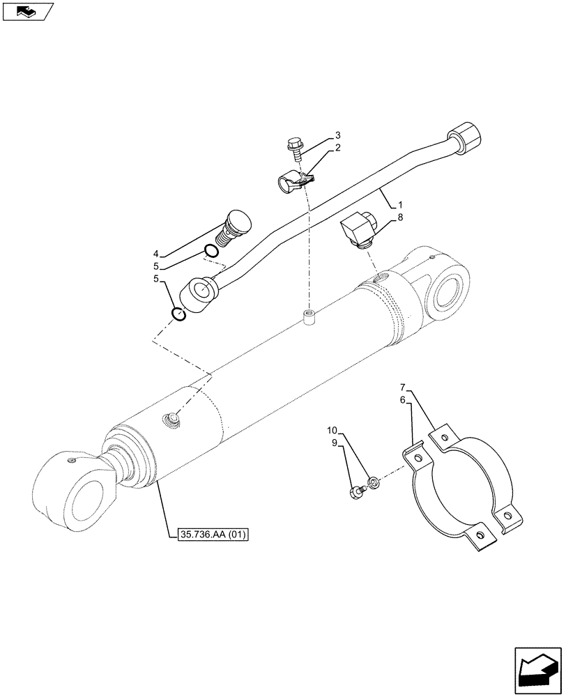 Схема запчастей Case CX80C - (35.737.AE[01]) - VAR - 481858 - DIPPER/ARM CYLINDER LINE (35) - HYDRAULIC SYSTEMS