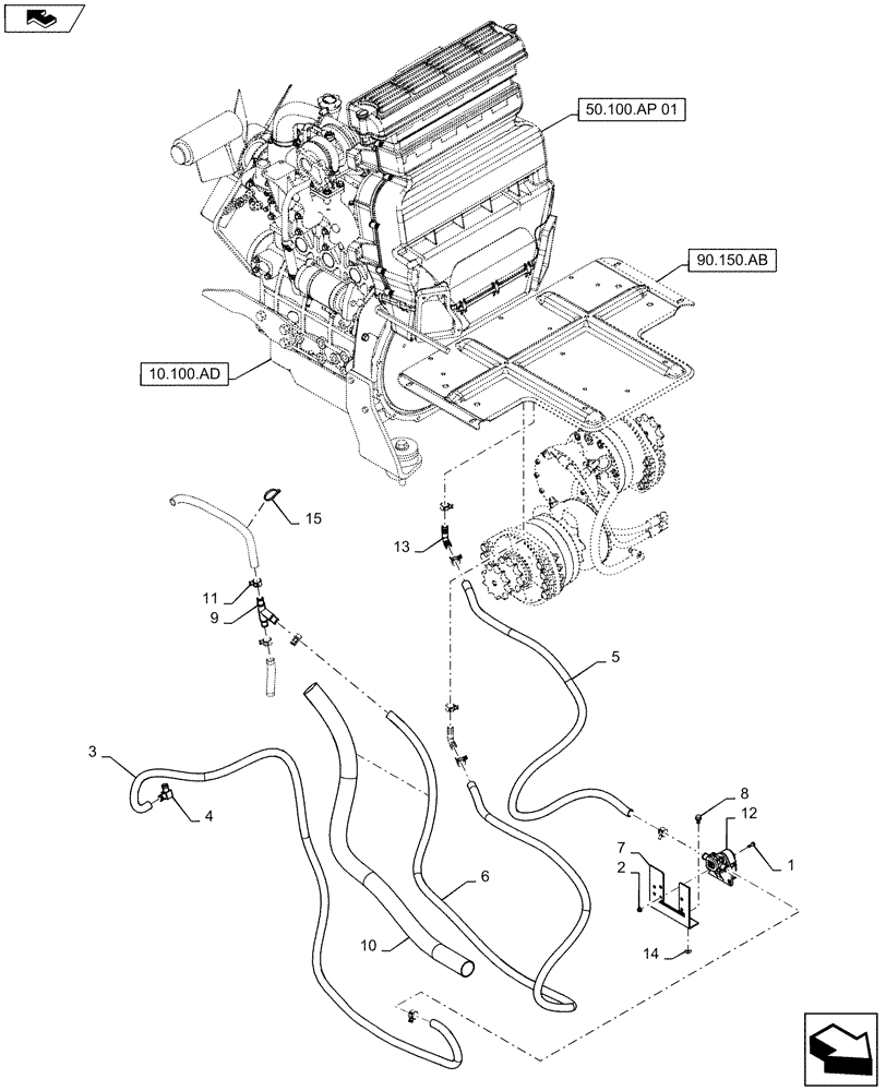 Схема запчастей Case SR175 - (50.100.AC[01]) - HEATER PLUMBING BEFORE 09-JUL-2014 (50) - CAB CLIMATE CONTROL