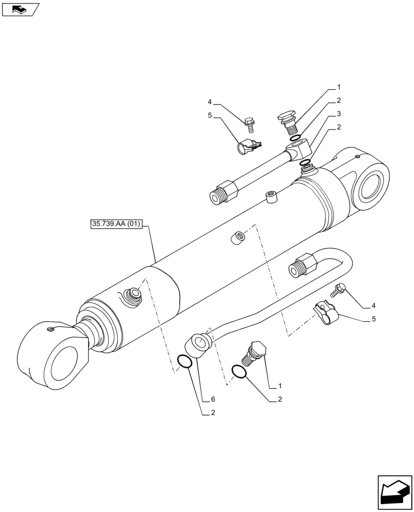 Схема запчастей Case CX80C - (35.739.AE[01]) - SWING CYLINDER LINES (35) - HYDRAULIC SYSTEMS