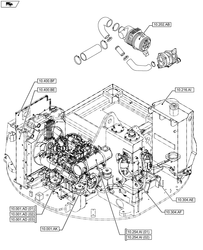 Схема запчастей Case CX80C - (10.000.00[01]) - SECTION INDEX - ENGINE (10) - ENGINE