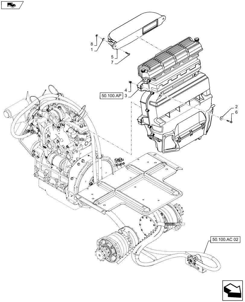 Схема запчастей Case SR150 - (50.100.AC[01]) - HEATING SYSTEM (50) - CAB CLIMATE CONTROL