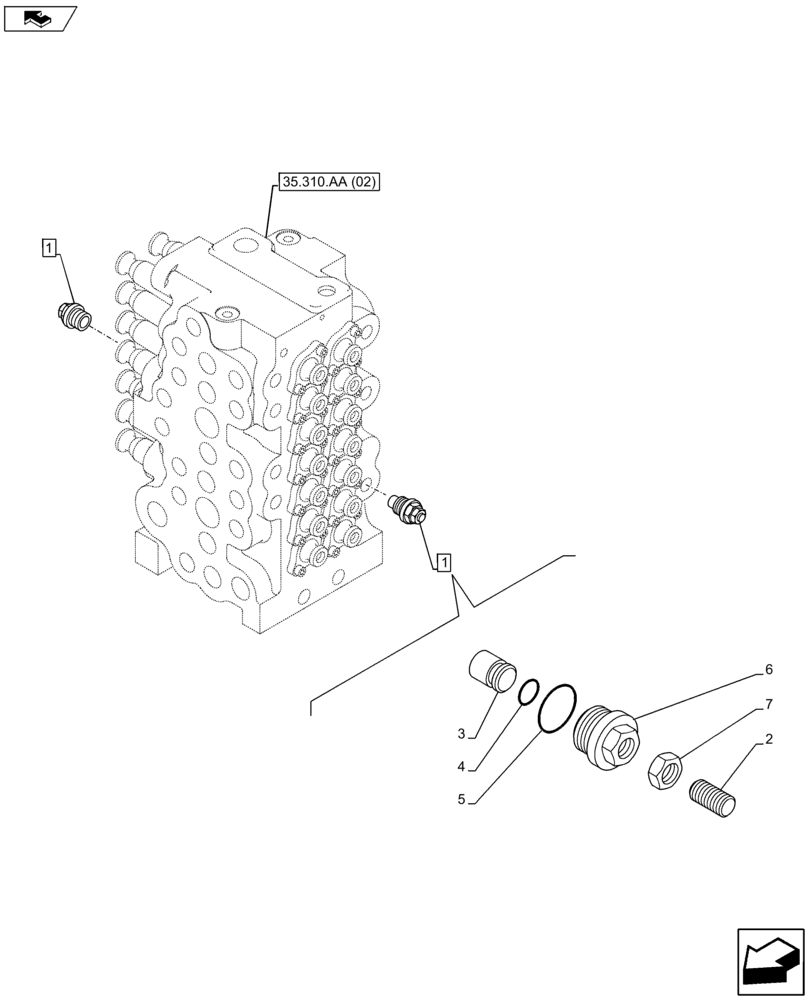 Схема запчастей Case CX80C - (35.310.AA[10]) - CONTROL VALVE (35) - HYDRAULIC SYSTEMS