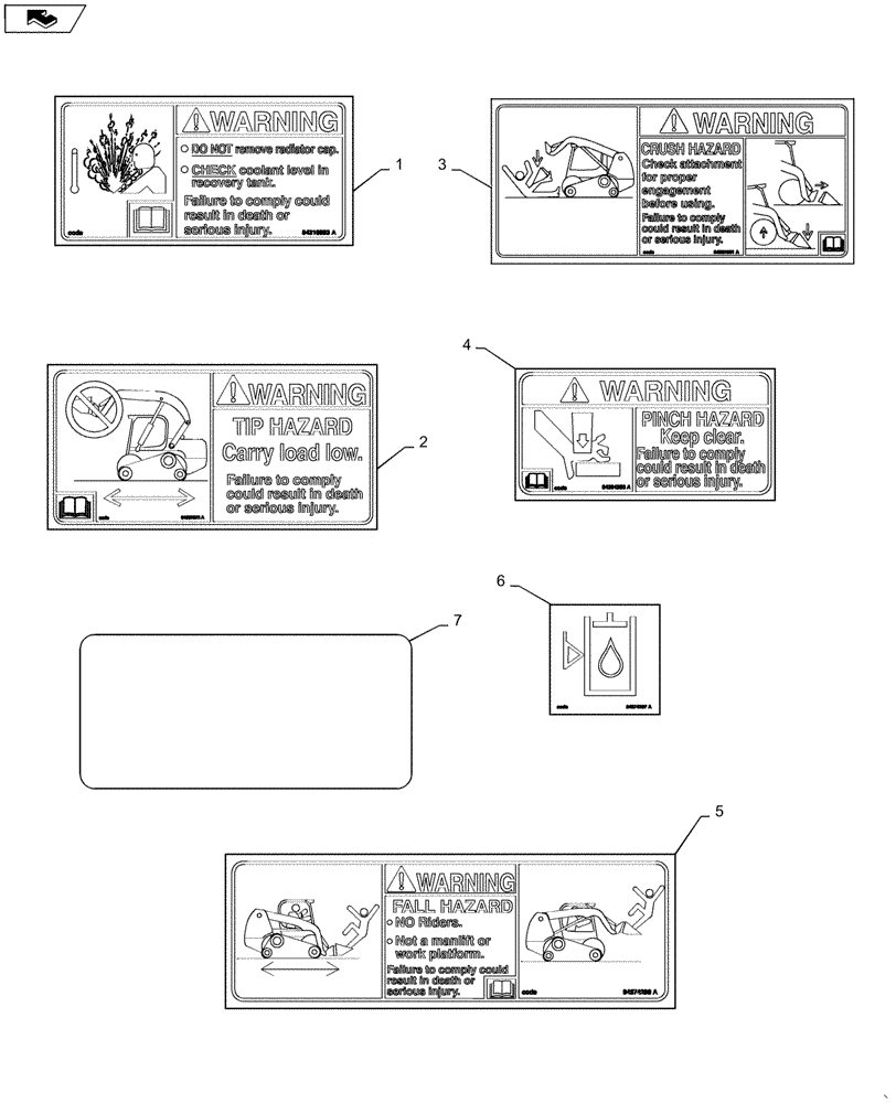 Схема запчастей Case SR130 - (90.108.AA[02]) - DECALS (90) - PLATFORM, CAB, BODYWORK AND DECALS