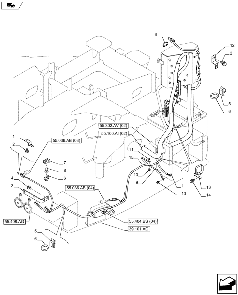 Схема запчастей Case CX80C - (55.100.AI[03]) - CENTRAL WIRE HARNESS (55) - ELECTRICAL SYSTEMS