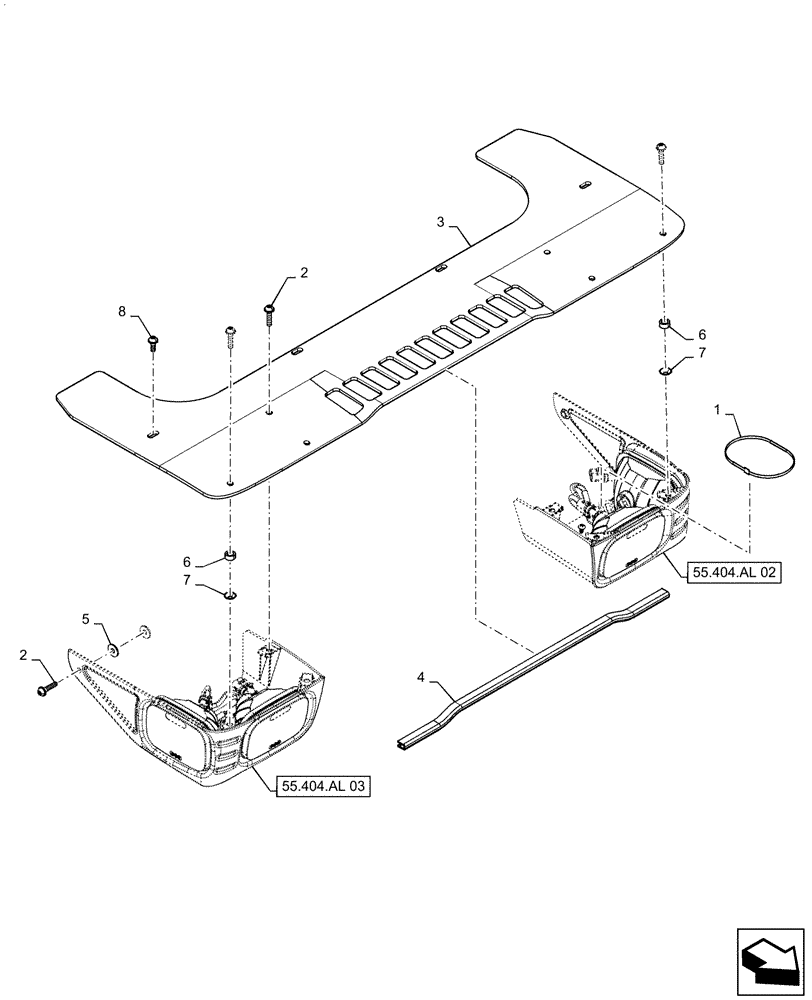 Схема запчастей Case SR175 - (55.404.AL[01]) - STANDARD , FRONT LIGHT ASSY (55) - ELECTRICAL SYSTEMS