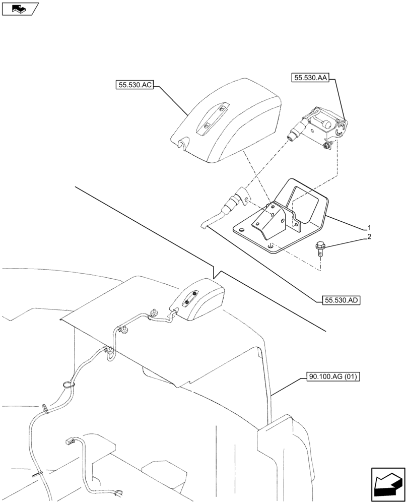 Схема запчастей Case CX80C - (55.530.AB) - VAR - 461504 - CAMERA SUPPORT BRACKET (55) - ELECTRICAL SYSTEMS