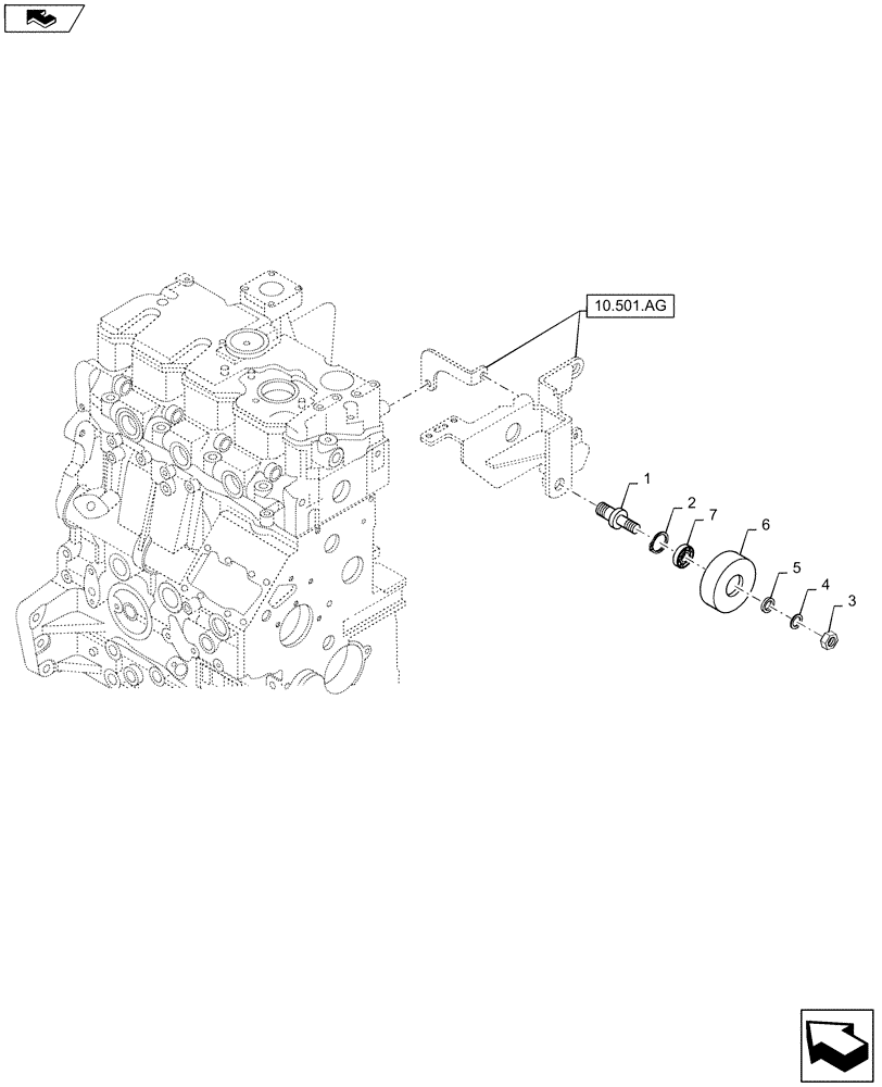 Схема запчастей Case SR130 - (10.414.AW) - IDLER, PULLEY (10) - ENGINE