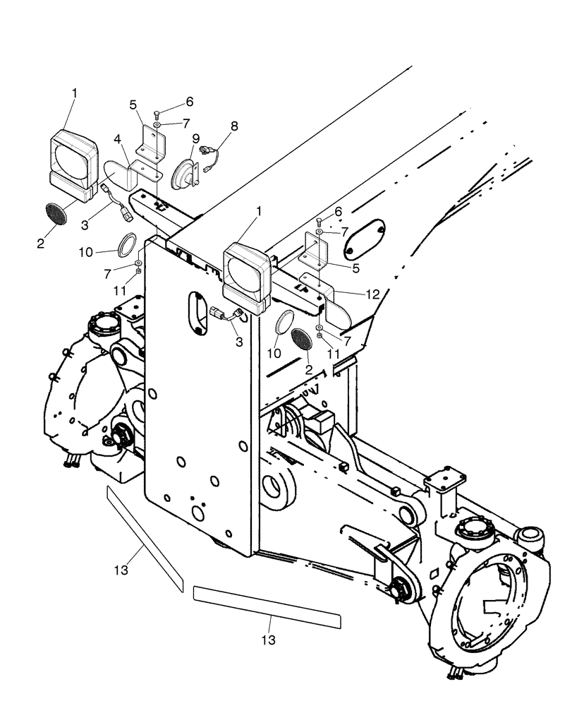 Схема запчастей Case 865B - (04-10[02]) - ELECTRICAL SYSTEM, FRONT FRAME LIGHTS - OPTIONAL FOR INDIA (06) - ELECTRICAL SYSTEMS