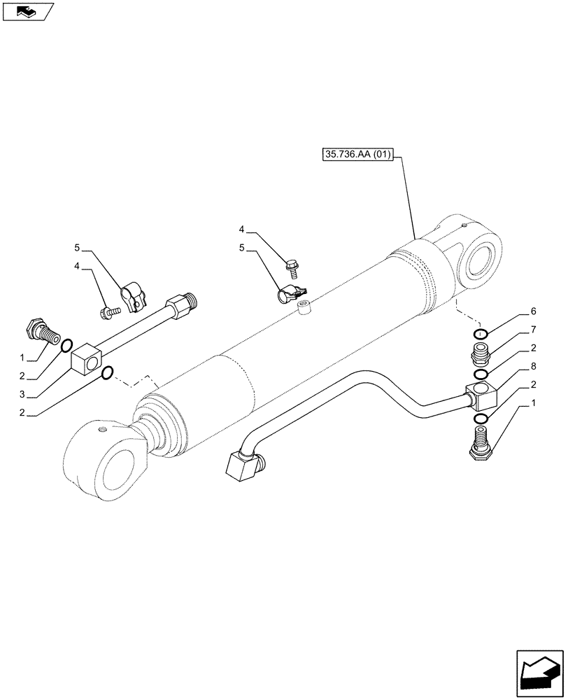 Схема запчастей Case CX80C - (35.736.AC[01]) - VAR - 481858 - BOOM CYLINDER LINE (35) - HYDRAULIC SYSTEMS