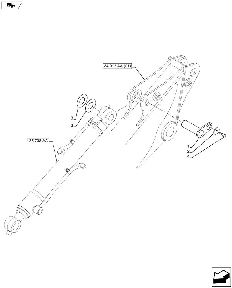 Схема запчастей Case CX80C - (84.910.AC[06]) - VAR - 481265, 781172 - PIN (84) - BOOMS, DIPPERS & BUCKETS