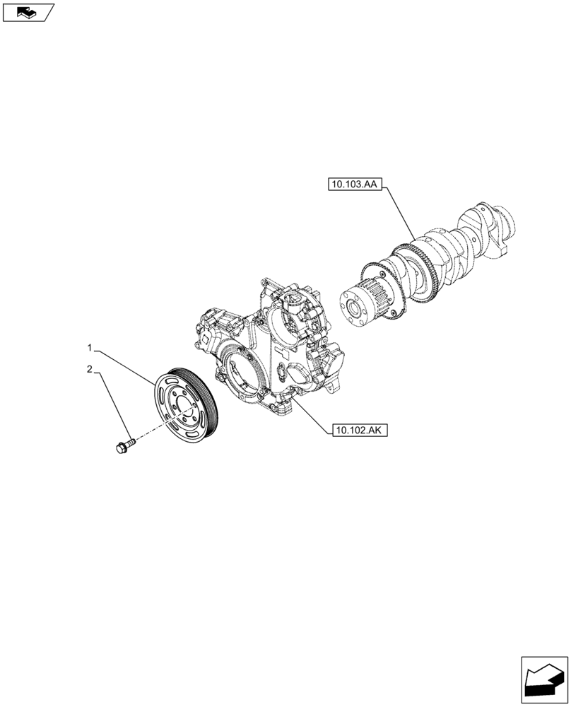 Схема запчастей Case F5HFL413J A002 - (10.103.AG) - CRANKSHAFT & PULLEY (10) - ENGINE