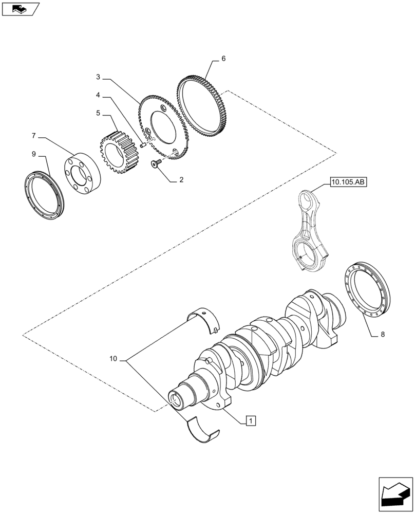 Схема запчастей Case F5HFL413J A002 - (10.103.AA) - CRANKCASE (10) - ENGINE