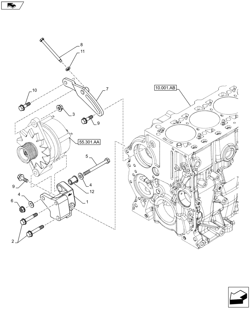 Схема запчастей Case F5HFL413J A002 - (55.301.AB) - ALTERNATOR (55) - ELECTRICAL SYSTEMS