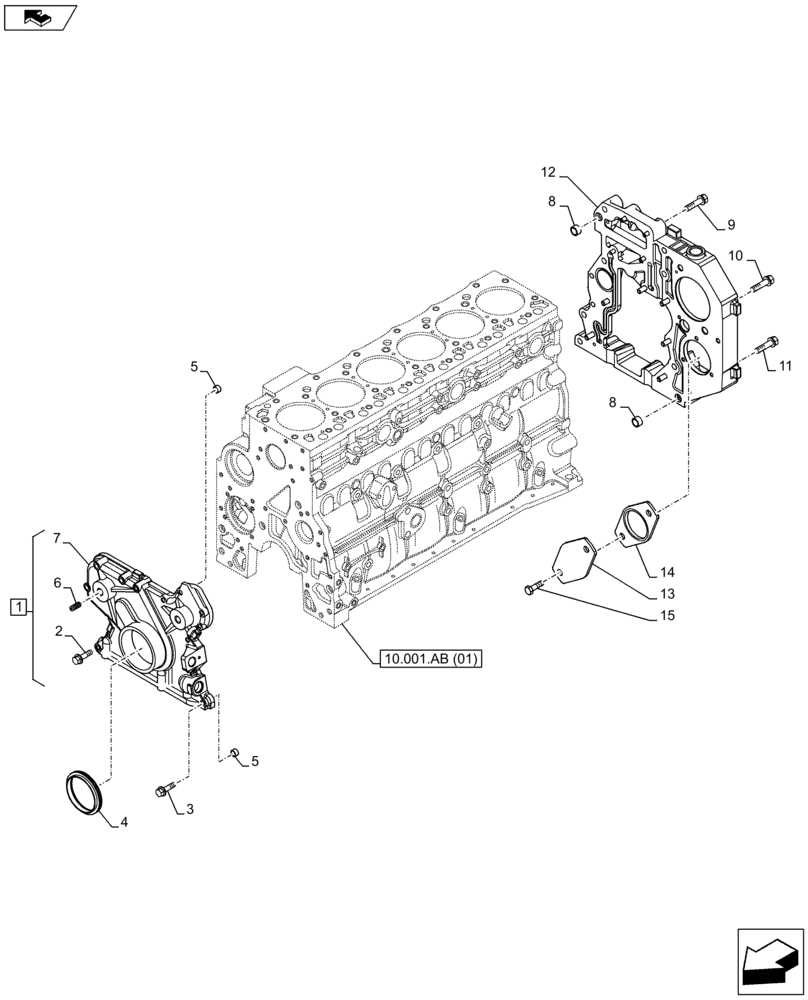 Схема запчастей Case F4HFA613G E001 - (10.102.AK) - ENGINE, BLOCK, COVER (10) - ENGINE