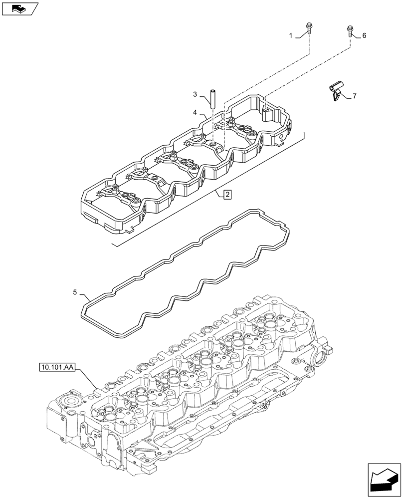 Схема запчастей Case F4HFA613G E001 - (10.106.AO[02]) - ROCKER ARM, HOUSING & COVERS (10) - ENGINE