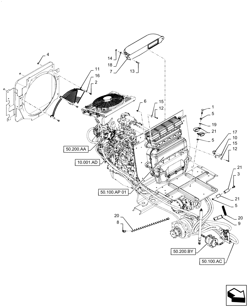 Схема запчастей Case SR220 - (50.100.AP[03]) - HVAC LARGE FRAME (50) - CAB CLIMATE CONTROL